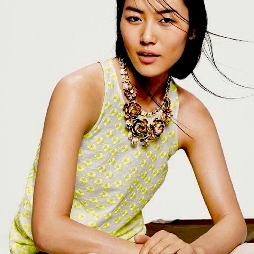 J Crew Embroidered Floral Racer Top. Size 10